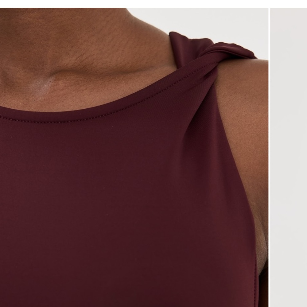 Like New Good American Burgundy Scuba Twist Tank Maxi Dress Size XS - Picture 10 of 10